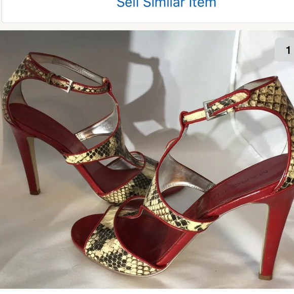 Marc Fisher Shoes - Marc Fisher stiletto snakeskin Red ankle strap 8.5